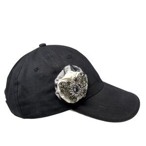 KNG Strapback Hat Black One Size Adjustable Butterfly Applique Rhinestone
